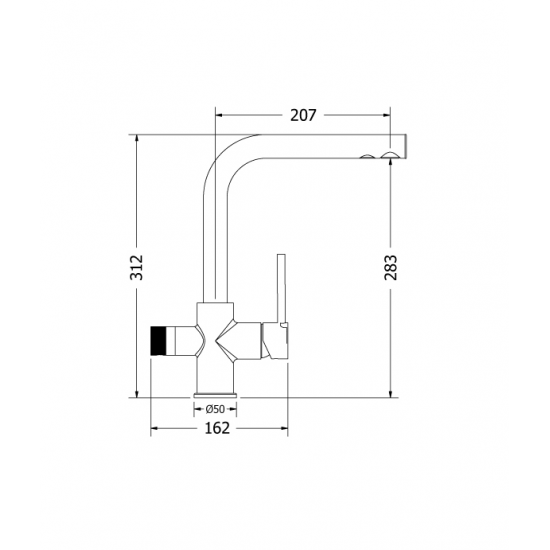 Μπαταρία Κουζίνας Πάγκου Ψηλή Viospiral Line 3 Way 00-02080/3BF Black Matt